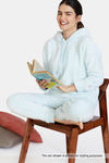 Zivame Fluffy Fur Knit Hoodie Sweatshirt - Baby Blue — thumbnail 4